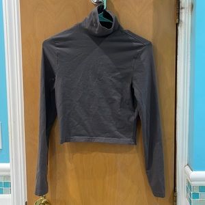 grey fitted turtleneck